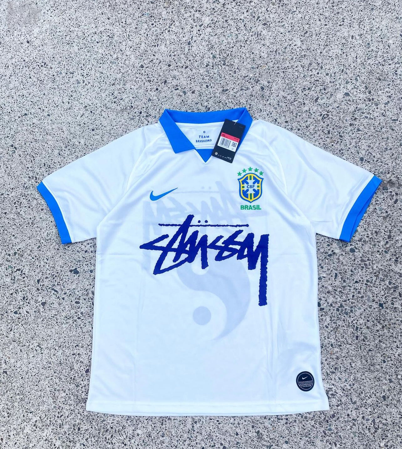 2019 Brazil White and Blue Stussy Shirt - Special Edition