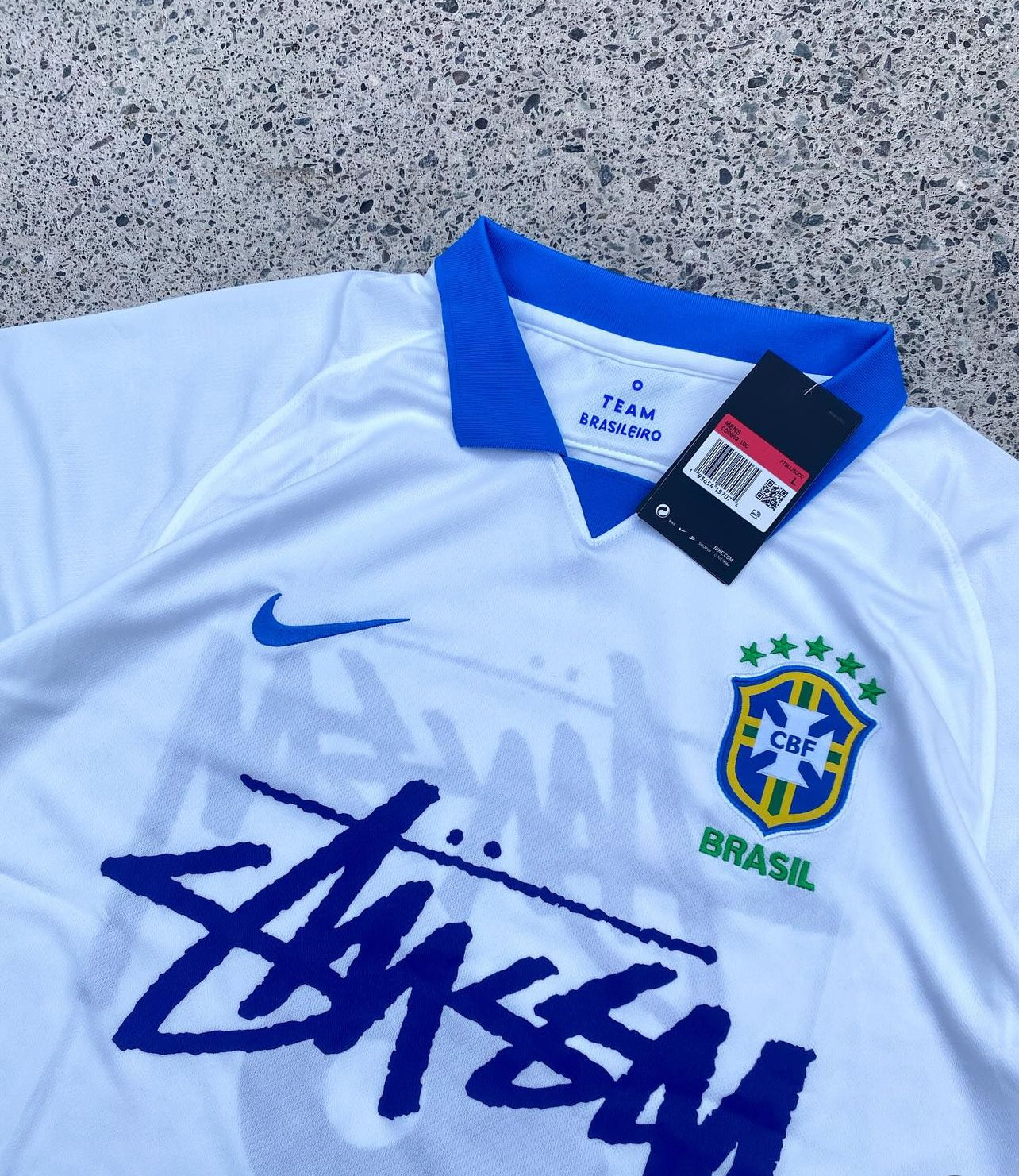2019 Brazil White and Blue Stussy Shirt - Special Edition