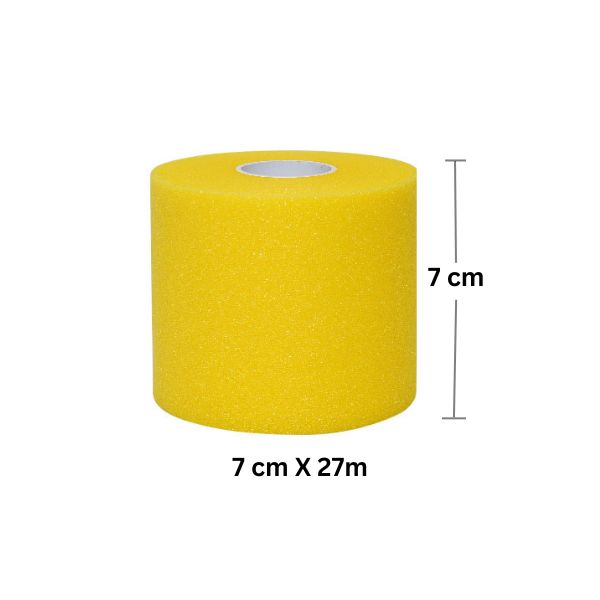 Yellow No-Slip Pre-Wrap Headband – Enhanced Grip (4 Rolls)
