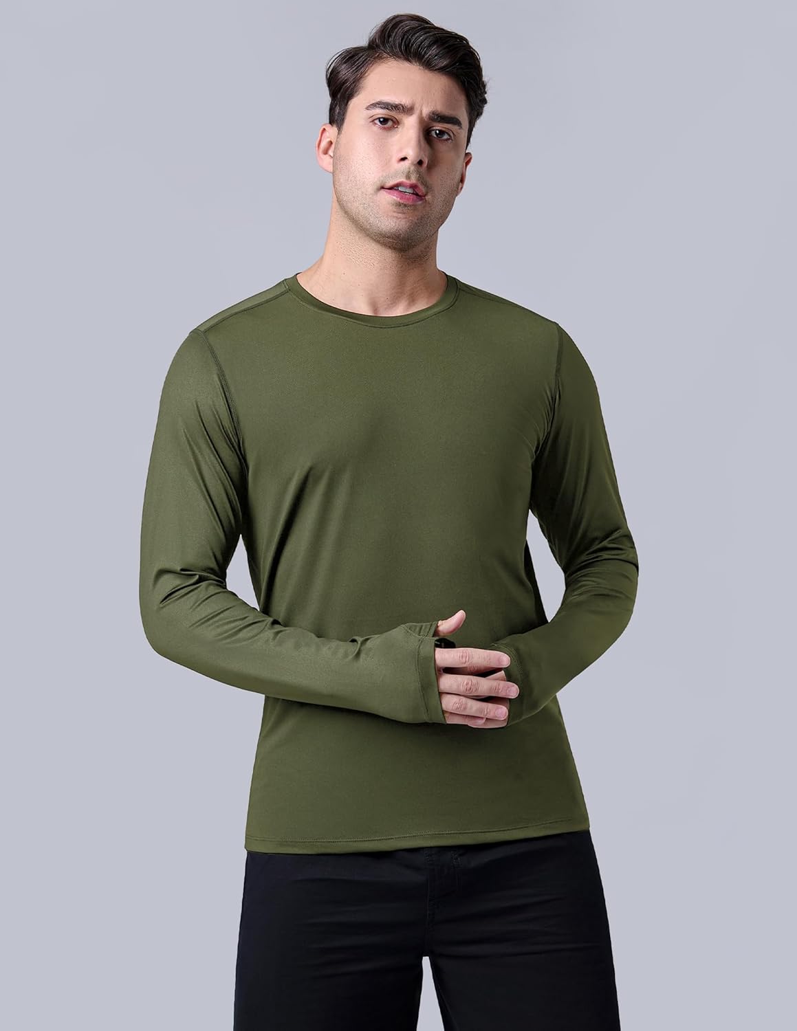 Liberty Imports Men's Athletic Long Sleeve T Shirts with Thumbholes T-Shirt (Pack of 3)