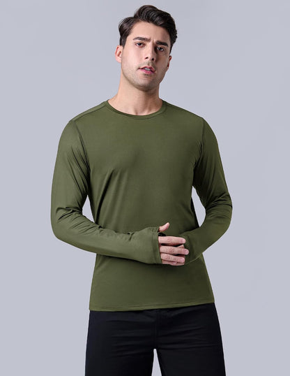 Liberty Imports Men's Athletic Long Sleeve T Shirts with Thumbholes T-Shirt (Pack of 3)