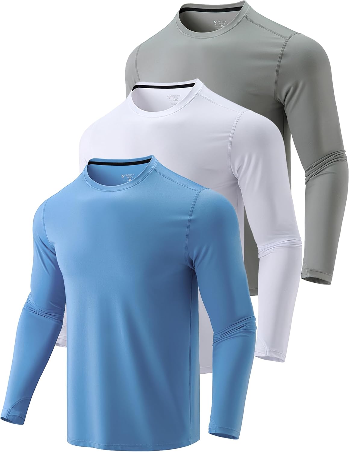 Liberty Imports Men's Athletic Long Sleeve T Shirts with Thumbholes T-Shirt (Pack of 3)