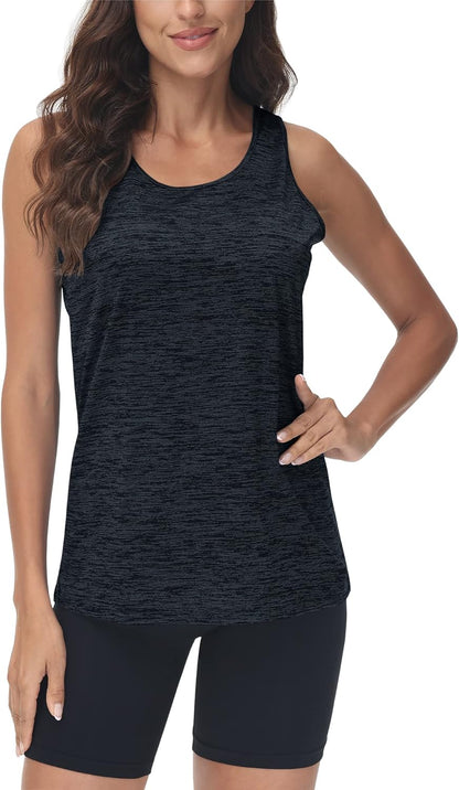 TACVASEN Gym Tops Women Sport Sleeveless T-Shirt Athletic Workout Vest Lightweight Yoga Tee Shirt Summer Breathable Tank Tops