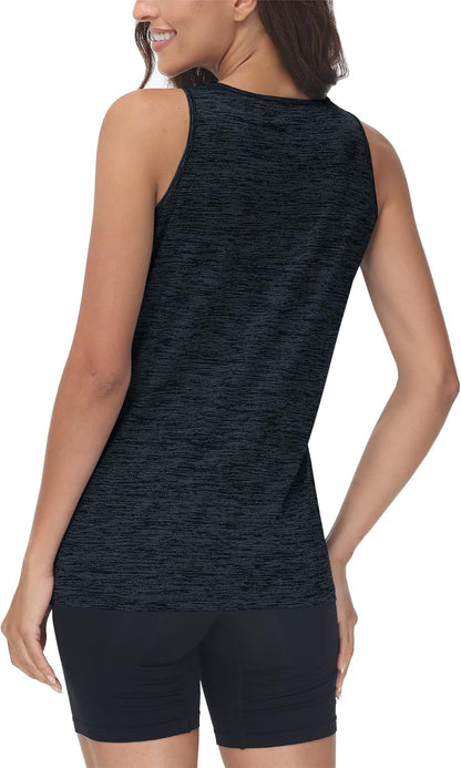 TACVASEN Gym Tops Women Sport Sleeveless T-Shirt Athletic Workout Vest Lightweight Yoga Tee Shirt Summer Breathable Tank Tops