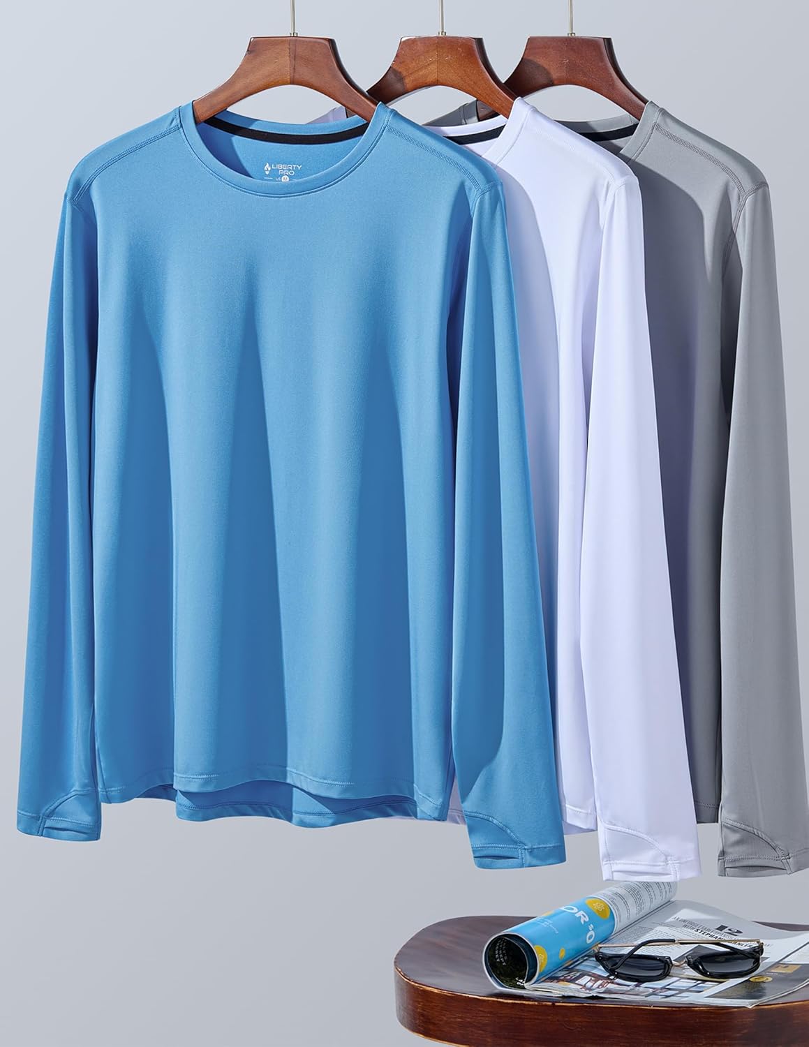 Liberty Imports Men's Athletic Long Sleeve T Shirts with Thumbholes T-Shirt (Pack of 3)
