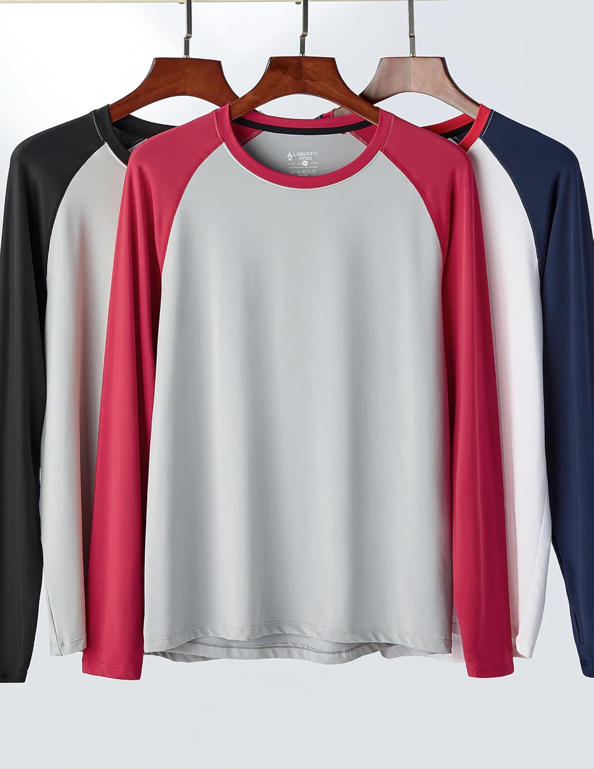 Liberty Imports Men's Athletic Long Sleeve T Shirts with Thumbholes T-Shirt (Pack of 3)