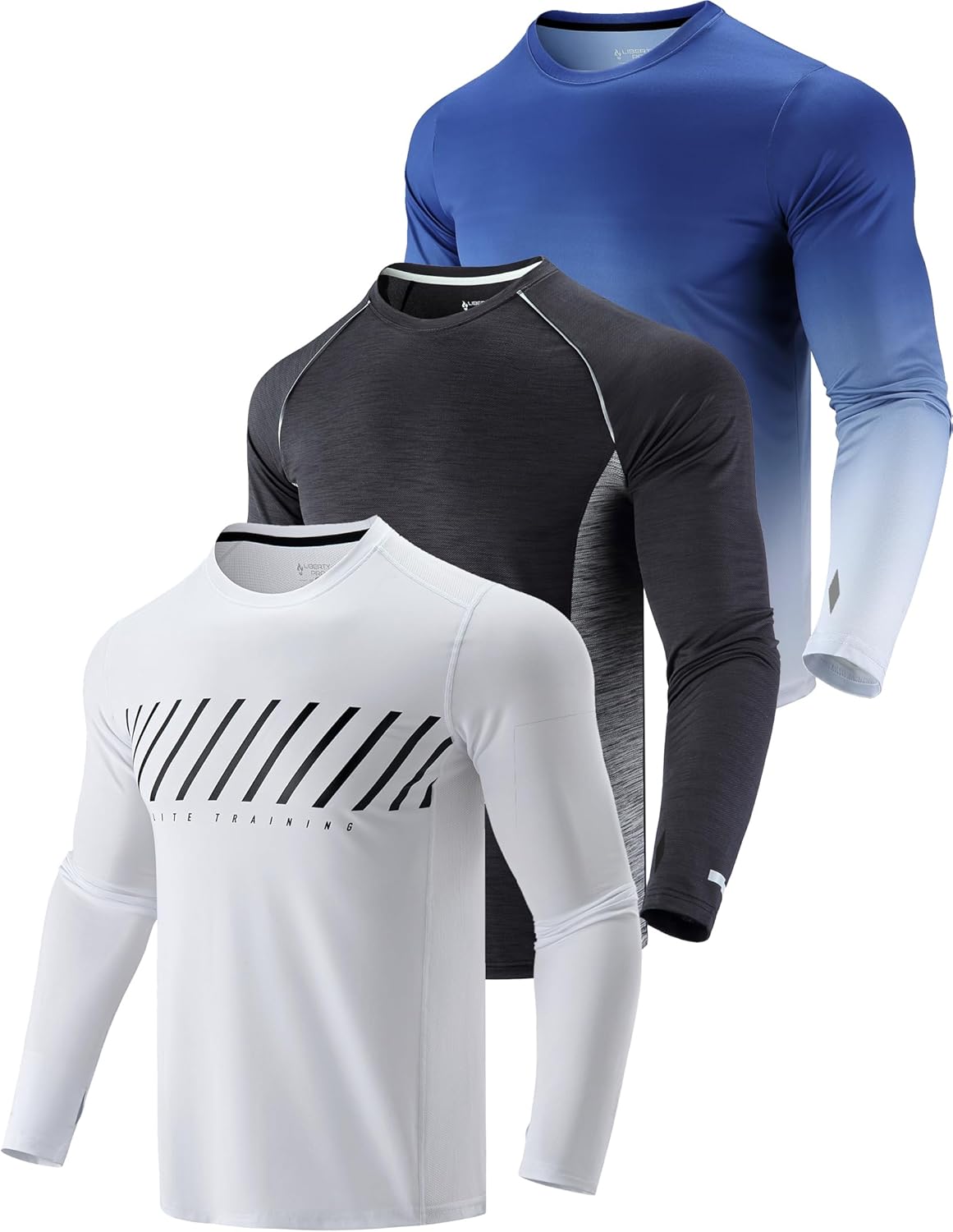 Liberty Imports Men's Athletic Long Sleeve T Shirts with Thumbholes T-Shirt (Pack of 3)