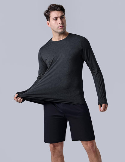 Liberty Imports Men's Athletic Long Sleeve T Shirts with Thumbholes T-Shirt (Pack of 3)