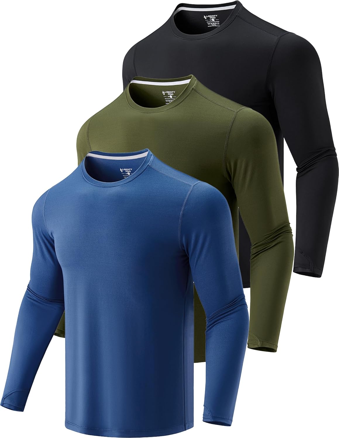 Liberty Imports Men's Athletic Long Sleeve T Shirts with Thumbholes T-Shirt (Pack of 3)