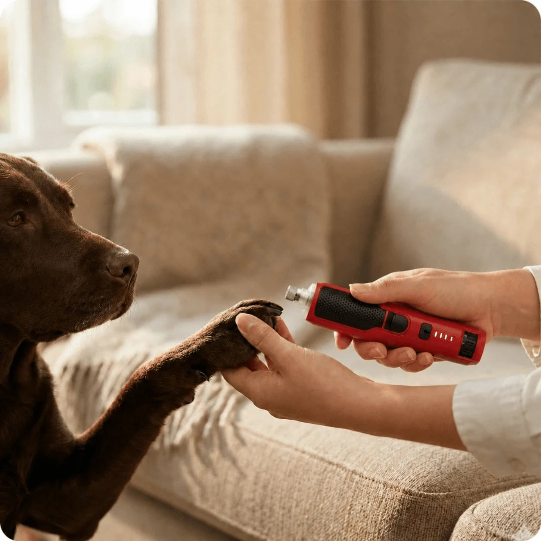 Dog with the Bauven nail grinder