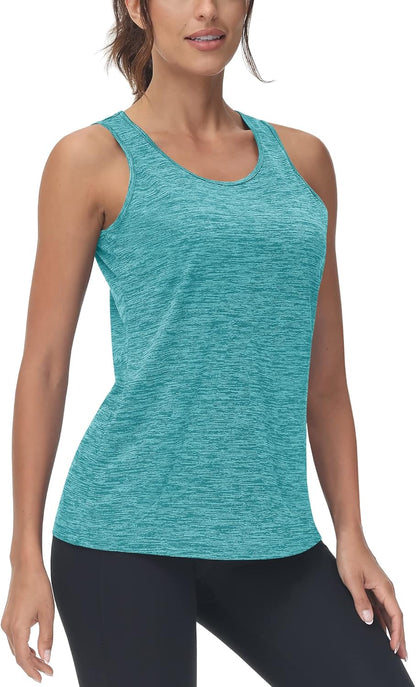 TACVASEN Gym Tops Women Sport Sleeveless T-Shirt Athletic Workout Vest Lightweight Yoga Tee Shirt Summer Breathable Tank Tops