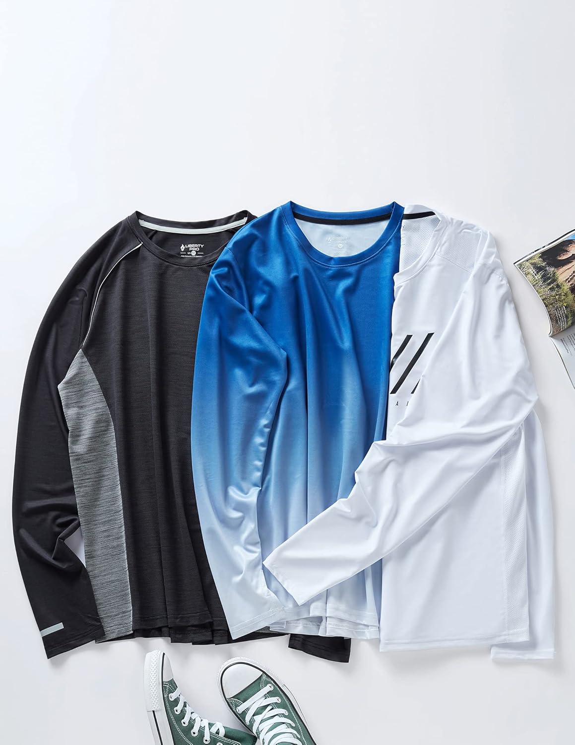 Liberty Imports Men's Athletic Long Sleeve T Shirts with Thumbholes T-Shirt (Pack of 3)