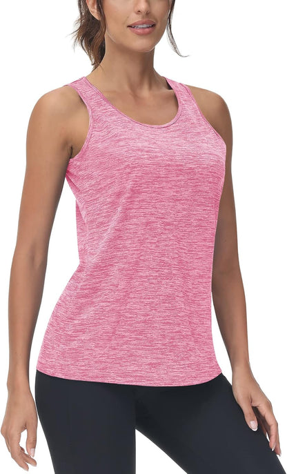 TACVASEN Gym Tops Women Sport Sleeveless T-Shirt Athletic Workout Vest Lightweight Yoga Tee Shirt Summer Breathable Tank Tops