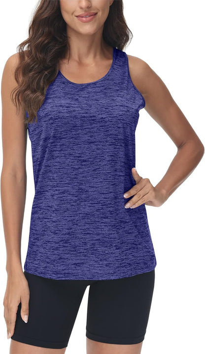 TACVASEN Gym Tops Women Sport Sleeveless T-Shirt Athletic Workout Vest Lightweight Yoga Tee Shirt Summer Breathable Tank Tops