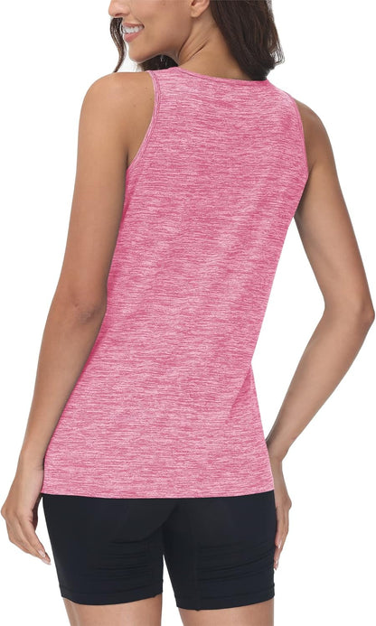 TACVASEN Gym Tops Women Sport Sleeveless T-Shirt Athletic Workout Vest Lightweight Yoga Tee Shirt Summer Breathable Tank Tops