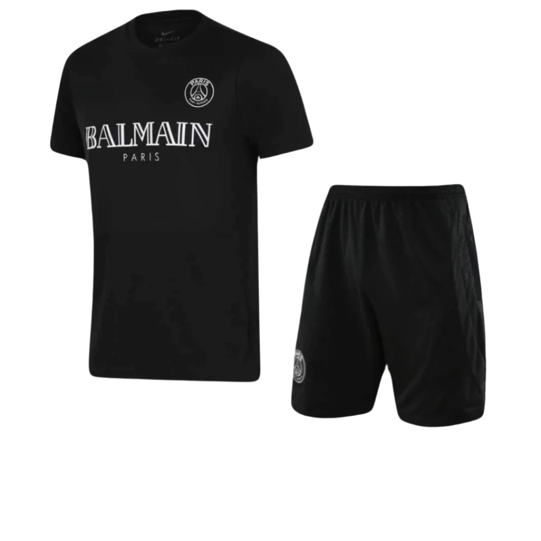 PSG Balmain Summer Set Black & Grey T-Shirt Shorts