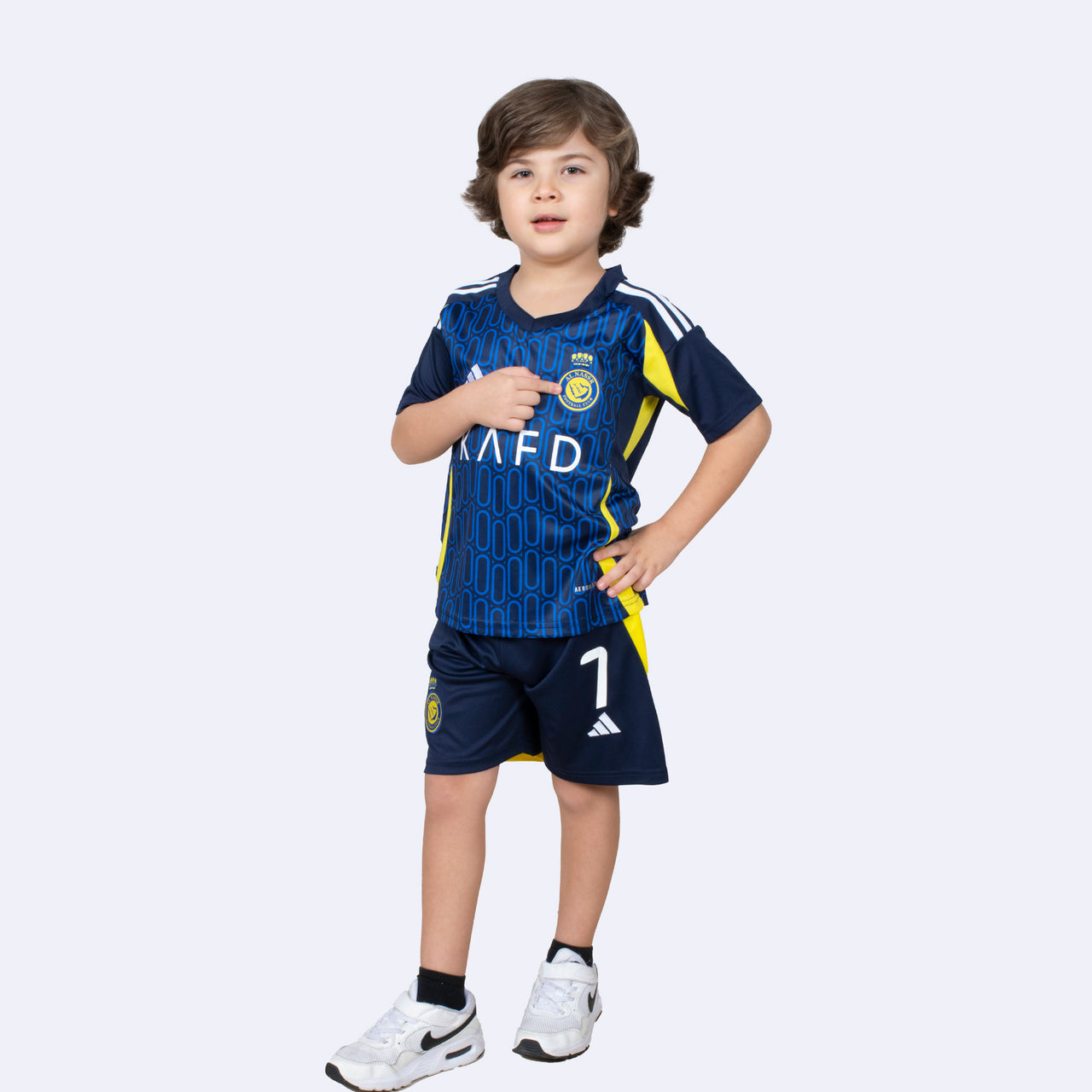 Al Nassr 2025 Blue Ronaldo Away Kids Kit
